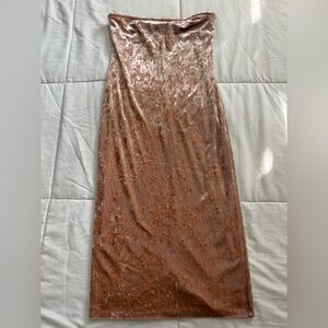 Velvet Midi Dress in Rose Gold